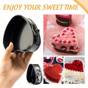 Springform Cake Pan Set of 3 (4, 7, 9 Inch) Heart Leakproof Nonstick Cheesecake Pans with Removable Bottom Carbon Steel Bakeware