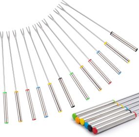 12PCS 9.5 Inch Color-Coded Stainless Steel Fondue Forks