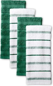 Kitchen Towel 4-Pack Set, Green/White, 16"x26"