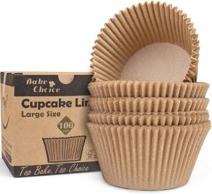 100pcs Jumbo Cupcake Liners for Baking, Natural Jumbo Muffin Liners, Unbleached, Greaseproof Parchment Paper, Cupcake Wrapper for Party, Wedding