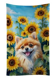 Pomeranian in Sunflowers Kitchen Towel Dish Cloths Guest Hand Towel Decorative Bathroom Towel for Face,Tea, Dishcloth, Kitchen and Bath