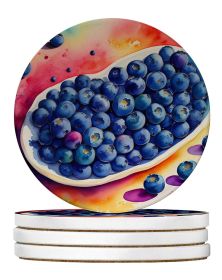 Colorful Blueberries Large Sandstone Coasters Pack of 4 Absorbent Round Coasters Decor Gifts for Men or Women, 4 in, Multicolor