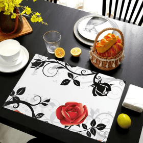 Spring Floral Pattern Heat Insulation Placemats, Washable Linen Texture Table Mats for Kitchen and Dining Room (style: Style 39)